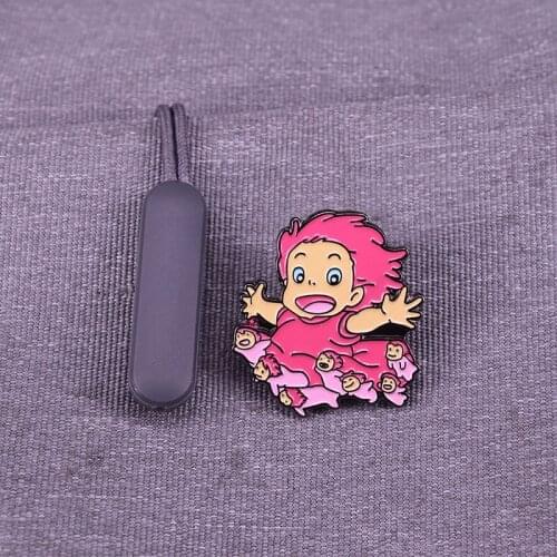 Cartoon Classic Anime Badge Ponyo On The Cliff Movies Gift Pin Metal Cute Fashion Brooch Wholesale