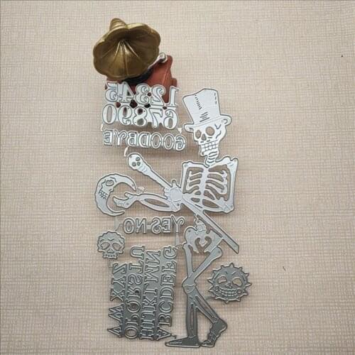 Christmas Halloween Skull Figure 26 Alphanumeric Photo Metal Cutting Dies Craft Stamps Die Cut Embossing Card Make Stencil