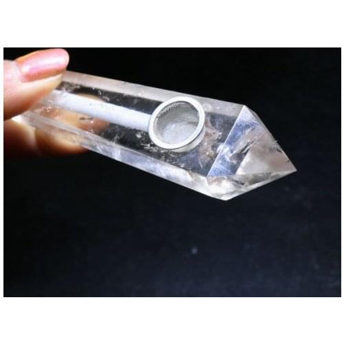 Natural transparent crystal smoke pipe quartz smoke pipe reiki healing