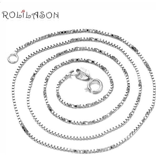 ROLILASON New Box Chain Necklace Wholesale Price Pure 925 Solid Sterling Silver 45 cm 2017 Fine Jewelry SN102