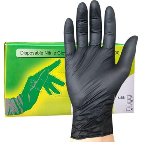 100Pcs/Lot Black Disposable Nitrile Gloves for Household Cleaning Industrial Use Repair Tattoo Labor Hair Care Latex Gloves