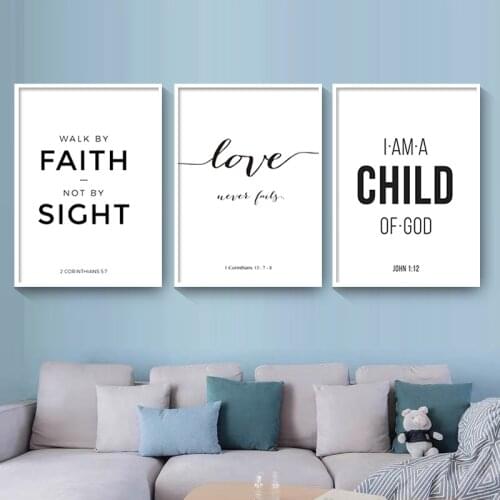 Bible Verse Poster & Print Love Is Patient Love Is Kind Wall Art Pictures Christian Quotes Canvas Painting Poster For Room Decor