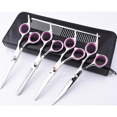 Professional Pet Grooming Scissors Set Straight Curved Shears Cat Dog Cutting Thinning Tesoura for Groomer