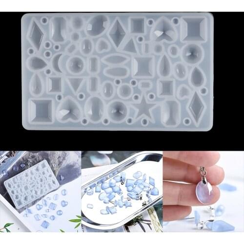 Transparent Geometry Crystal Silicone Mold Love Moon Variety Gemstone Epoxy Resin Mold For DIY UV Pendants Ring Jewelry Making