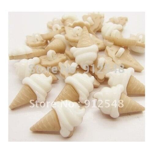 100pcs/lot white Resin Ice Cream Sewing Shank Buttons Scrapbooking 22x13mm,bingqilin009