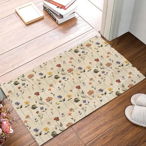 Retro Floral Tile Pattern Doormat for Entrance Door Bathroom Hallway Non-Slip Rugs Home Decor Kitchen Mats