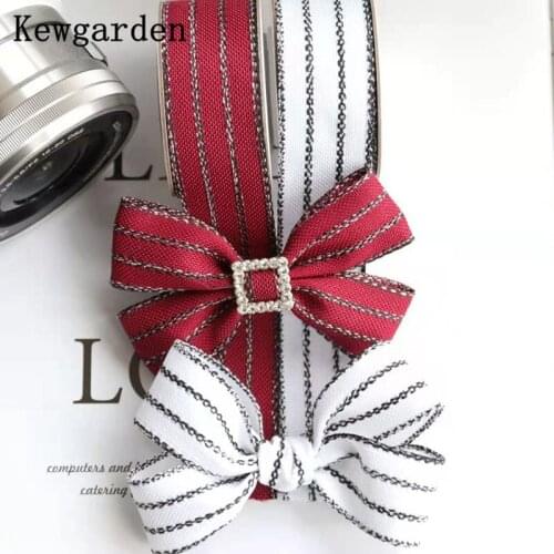 Kewgarden Stripe Linen Ribbon 40mm 25mm 10mm 1" 1-1/2" Handmade Tape DIY Hairbow tie Sewing Accessories Packing Webbing 10 Yards
