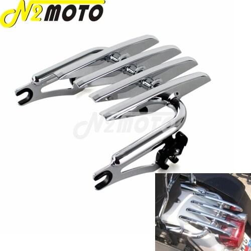 Motorcycle Chrome Stealth Detachable Two-Up Luggage Rack Rail Holder for Harley Touring Road King Glide FLHX FLHR 2009-2016