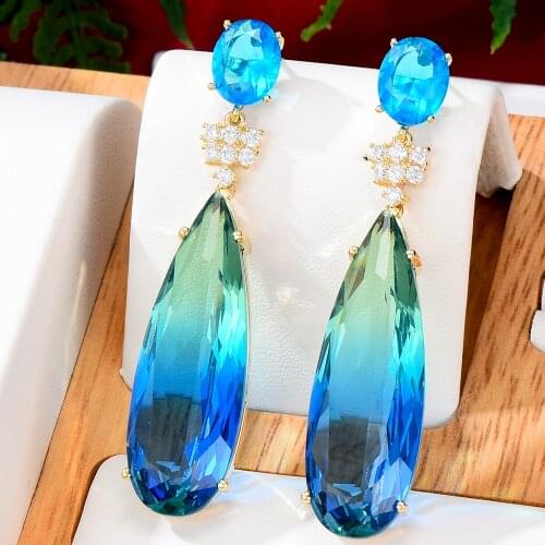 GODKI Fashion street style Leaves Drop Earrings For Women Wedding Party Cubic Zircon Dubai Bridal Earring boucle d'oreille