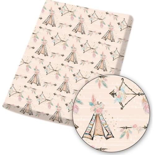 Valentines Day Polyester Cotton Fabric Bow Arrow Feather Printed Fabric for Sewing Home Textile Cloth Bag Material 45*145cm 80g