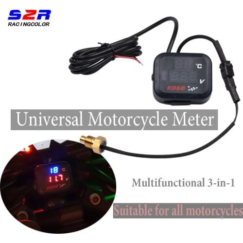 Koso Universal Voltmeter Motorcycle Water Temperature Gauge Meter Sensor Voltage Digital Display for Yamaha Suzuki HONDA KTM