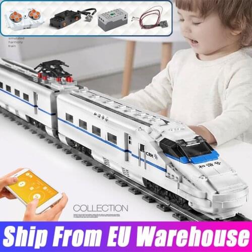 Mould King 12002 MOC World Railway The CRH2 High-Speed Train Remote Control Trains Building Blocks Bricks Kids Christmas Gifts
