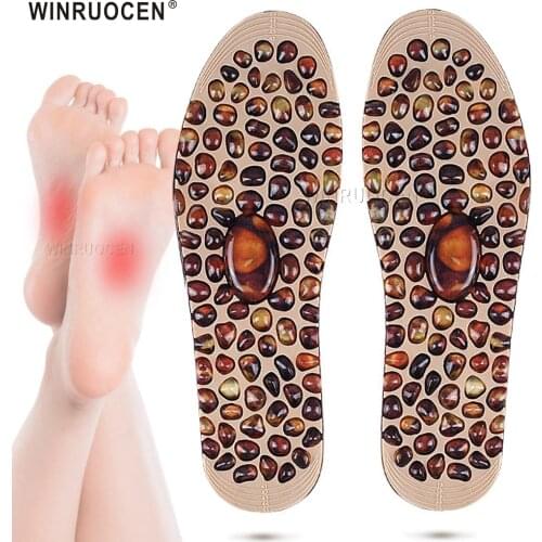 WINRUOCEN Feet Massage Foot Reflexology Acupuncture Therapy Massage Stone Shoes Pad Loss Slimming Cobblestone Massage Insoles