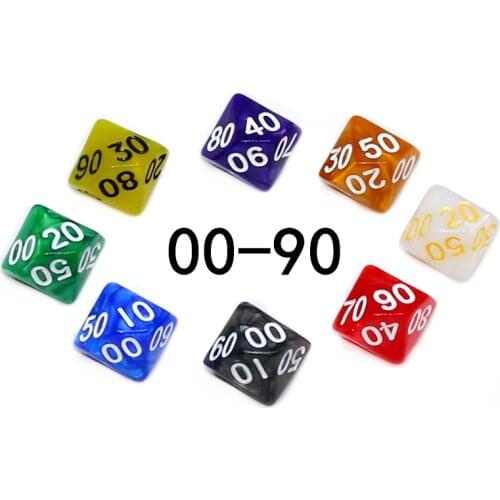 8 PCS Multicolor Dice 8 Colors 10 Sided 00-90 Dice Funny Puzzle Game Send Children