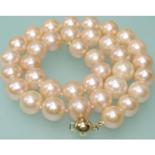 Shell Pear Nobility Woman pearl jewelry AA 11-12mm Pink Fresh Water Pearl Necklace 17-18" jewelryCZ Luxury Ms. girl