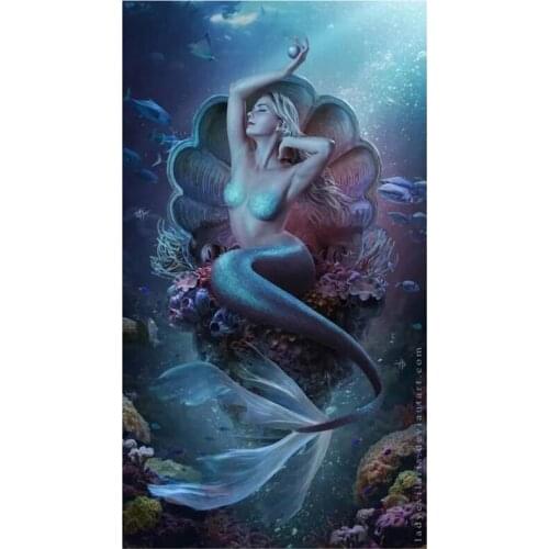 Diamond Embroidery Mermaid lady Full Square Round Diamond Painting 5D Diy Cross Stitch Rhinestone pictures mosaic decorZP-1222