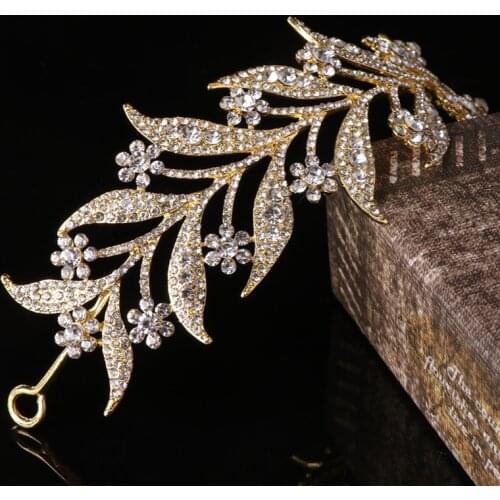 Leaf Style Crown Bride Wedding Tiara Princess Jewelry Women Luxury Queen Decor