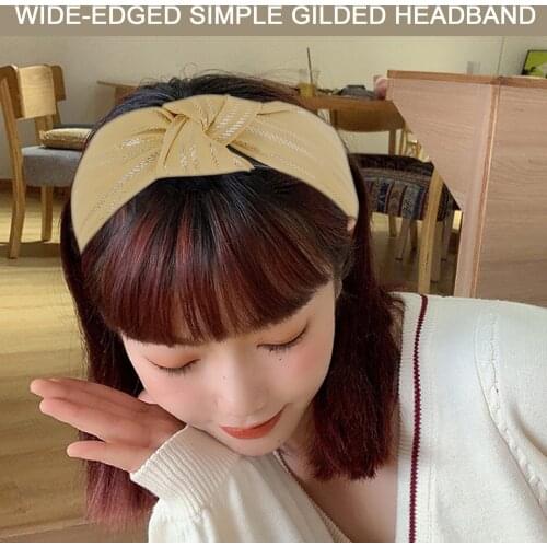 Stripe Bow Knot Woman Hair Bands Fashion Fabric Cross Solid Wide Edge Women Hair Accessories Elegant Fashion Ladies Scrunchie
