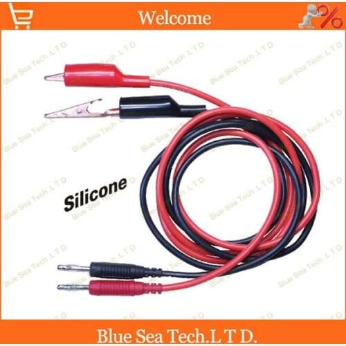 1 pair 1M test clip output test cable with 4mm banana plug test clip, 13 AWG 2.5 sq silicone cable Free Shipping