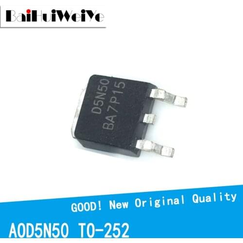 10PCS/LOT 5N50 D5N50 AOD5N50 5A 500V TO-252 TO252 MOS FET New and Original IC Chipset MOSFET-N
