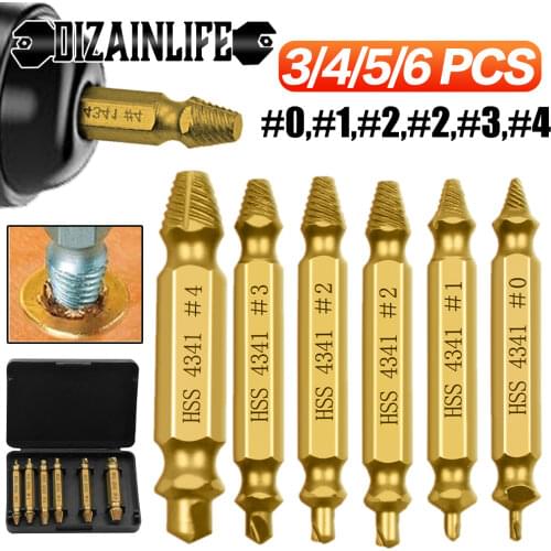 3/4/5/6Pcs Damaged Screw Extractor Drill Bit Double Side Drill Out Broken Screw Bolt Remover Extractor Tools Set Easily Take Out
