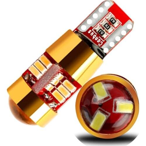 50pcs 7 colors T10 Canbus No error 27 SMD 3014 LED W5W Car Side Wedge Light Bulb White Yellow Ice Blue Pink For BMW Audi Benz