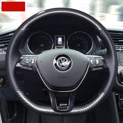 DIY hand-sewn steering wheel cover fit for Volkswagen VW Magotan T-Cross Golf VII Sagitar Tayron Tiguan Bora T-ROC Jetta Passat