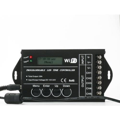Dimmer DC12-24V TC421 WiFi time programmable led controller dimmer rgb aquarium lighting timer input 5 channels for led strip