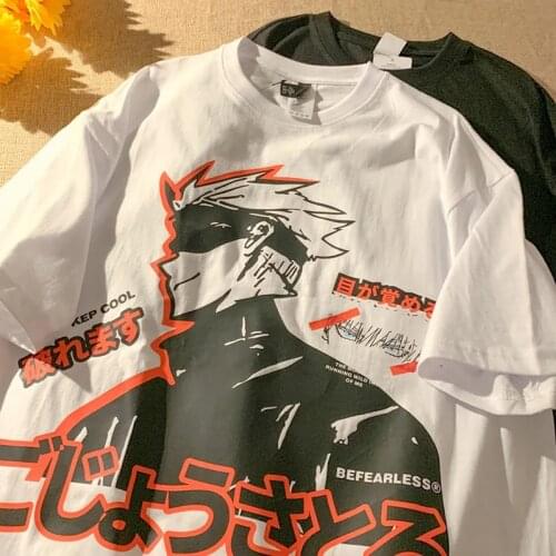 Korean tshirt loose oversize women clothes Cartoon shirt cotton short-sleeved vintage T-shirt female two-dimensional anime top