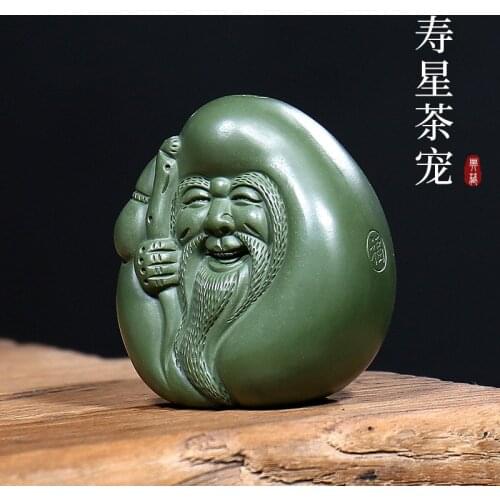 Clay sculpture yixing tea by hand play furnishing articles peach kung fu tea set undressed ore chlorite longevity tea