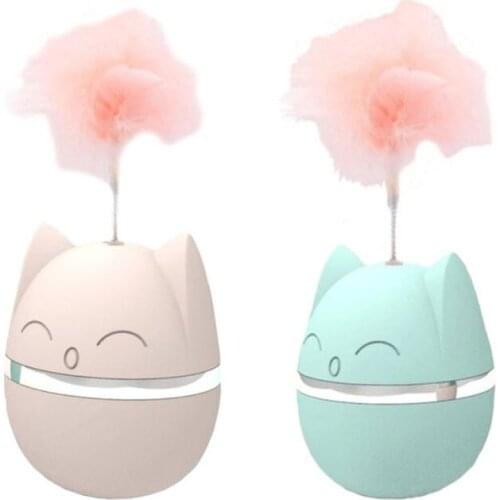 Cats Tumbler Swing Toys For Kitten Interactive Cartoon Cat Feather Food Dispensing Toy Funny Cat Accessories Pet Products