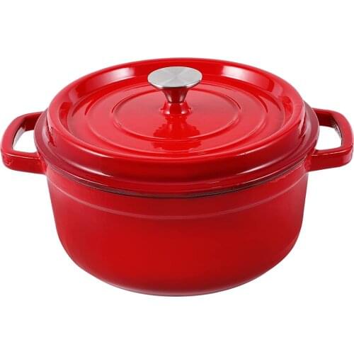 Enameled Cast Iron Dutch Oven,3.3 Quart Round Ceramic Pot Non-Stick Enamel Coated Cookware Skillet with Lid and Loop Handles Red