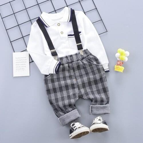 Baby Boys Gentleman Clothes Sets Wedding Party Birthday Newborn Infant Boy Clothing Tops Overalls 2Pcs Kids Boy Outfits