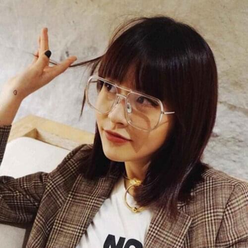 Square Sunglasses Women Men Oversized Sun Glasses for Female Male Transparent Resin Lens Driving Vintage Retro Sunglass-woman