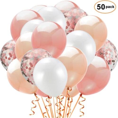50Pcs/Lot 12Inch Latex Balloons Rose Gold Pink Confetti Balloons Baby Shower Supplies Wedding Kids Birthday Party Decoration