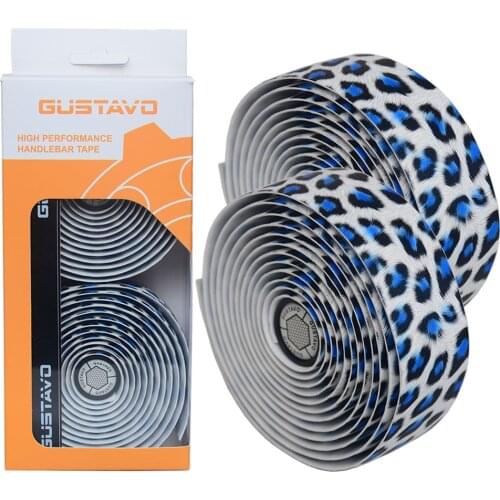 GUSTAVO Handlebar Tape Road Bike Grip Cycling Accessories Fixie Gear Strap PU EVA leopard print Wrap Perforated