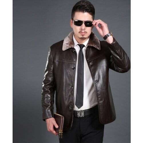 Fashion New PU Leather Jacket Men Black Coffee Champagne Solid Mens Faux Fur Coats Trend Slim Mens Winter Jacket YYJ0052 s 's