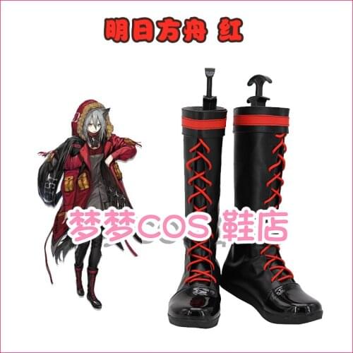 Arknights Projekt Red Black Cosplay Shoes Cosplay Long Boots Leather Anime Halloween Carnival Cosplay Accessories Custom Made