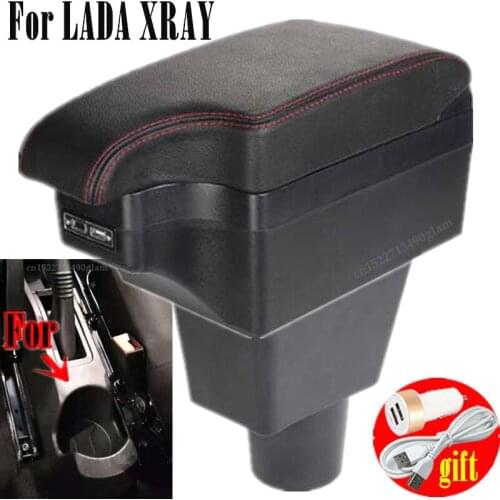 For LADA XRAY Armrests box central storage box Retrofit parts Car Armrest with USB LED light Easy to install
