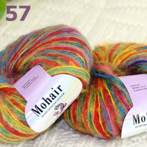 Sale New 2BallsX25g Luxury Soft Mohair Warm Wrap Shawl Hand Knit Crochet Yarn 291-57 Green Purple Multi Rainbow