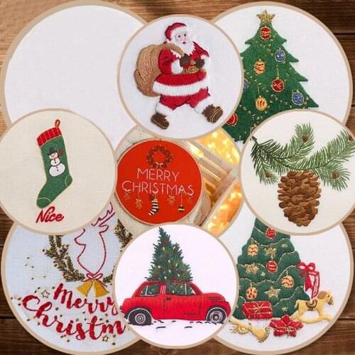 Christmas Theme Embroidery Materials Packaging Kits DIY Handmade Cross Stitch Supplies