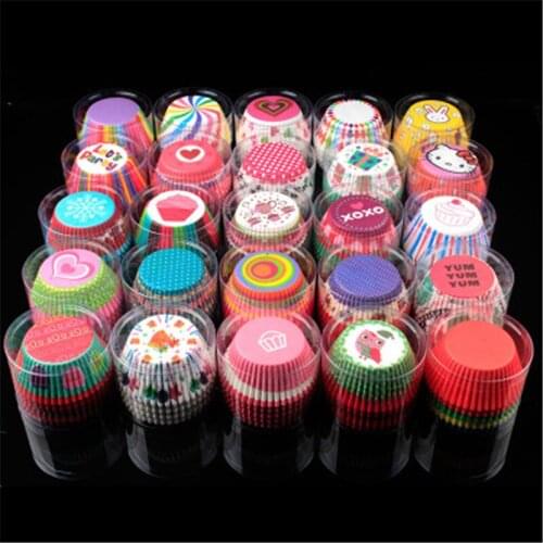 100Pcs/Lot Rainbow Cupcake Paper Liners Muffin Cases Cup Cake Topper Baking Tray Kitchen Accessories Pastry Decoration Tools