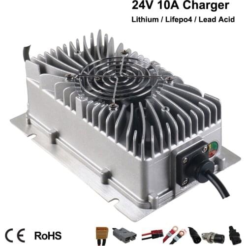 300W Waterproof 8S 24V 10A Lifepo4 Fast Charger 29.2V Full Seal Smart Ebike Forklift Charger For 24 V Golf Cart Clearner Car