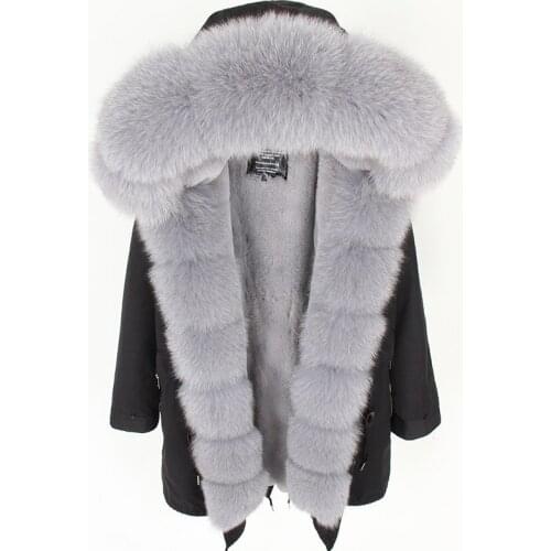 Winter warm fashion pike womens clothing Fox big fur collar plus velvet thickened long section Detachable thick lining jacket