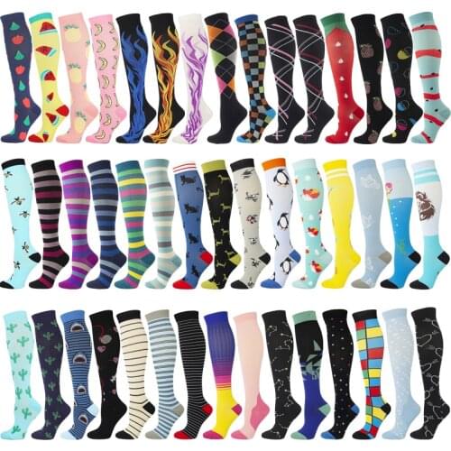Men Women Compression Socks Fit For Sports Black compression socks Anti Fatigue Pain Relief Knee High Stockings 1 Pair