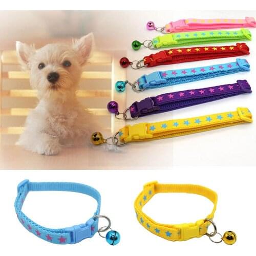 1pc Adjustable Pet collar Star Quick Release Buckle With Bell Dog Puppy Kitten Collar Necklace