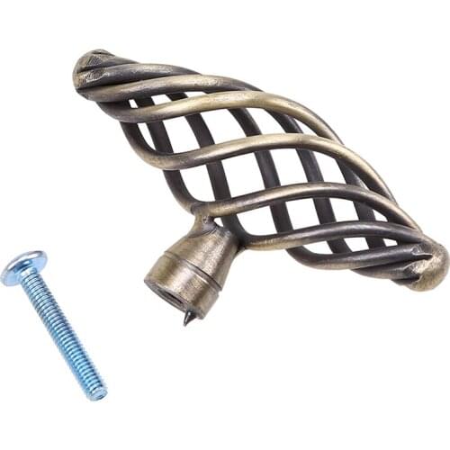 1pc Door Pulls Handle Single Hole Drawer Knobs Bird Cage Furniture Handle Iron Antique Kitchen Cabinet Handles Hardware Parts