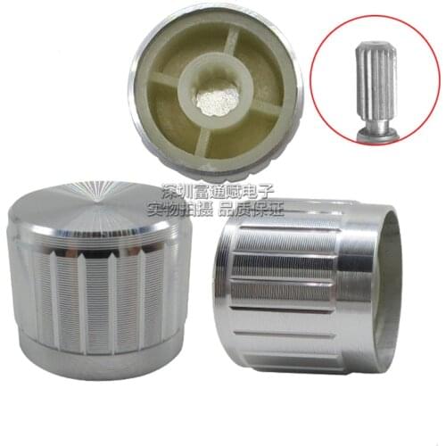 10pcs Aluminum alloy silver cut line 21MM * 17MM flower shaft hole 6MM potentiometer knob volume switch cap