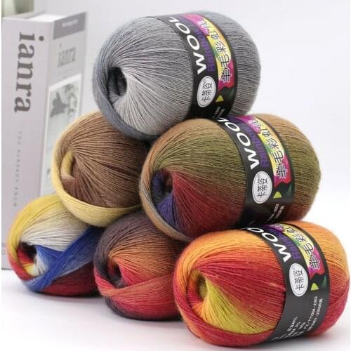 100g/pc Wool Rainbow Line Woolen Yarn Knitting \for Bag Handbag DIY Sewing
