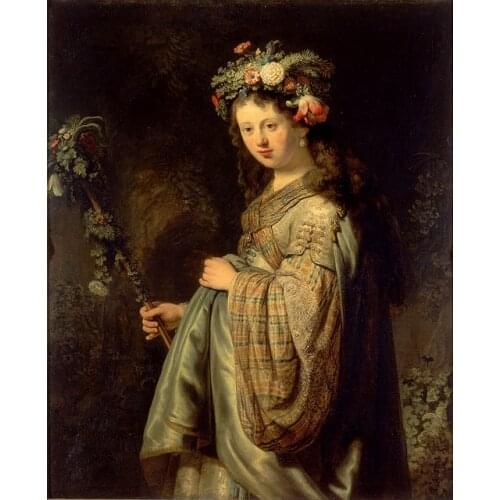 100% handmade Oil Painting Reproduction on linen canvas, flora-1634 by Rembrandt Van Rijn,Rembrandt Oil Painting